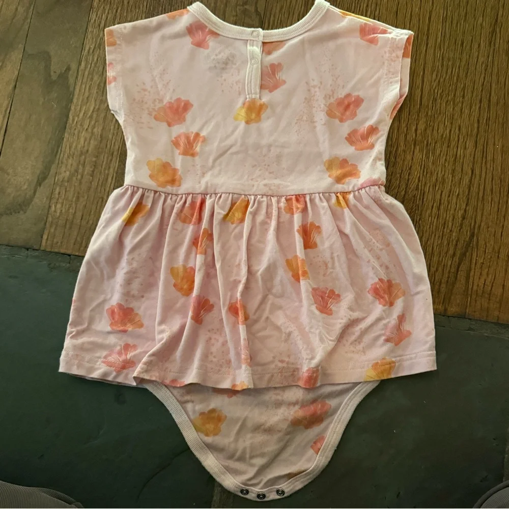 Coccoli Pink Seashells Skirted Baby Romper 12 Months